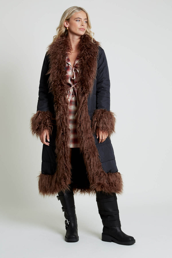 Native Youth CHETI JACQUARD CHECK LONG SLEEVE SHIRT WITH TIE DETAIL