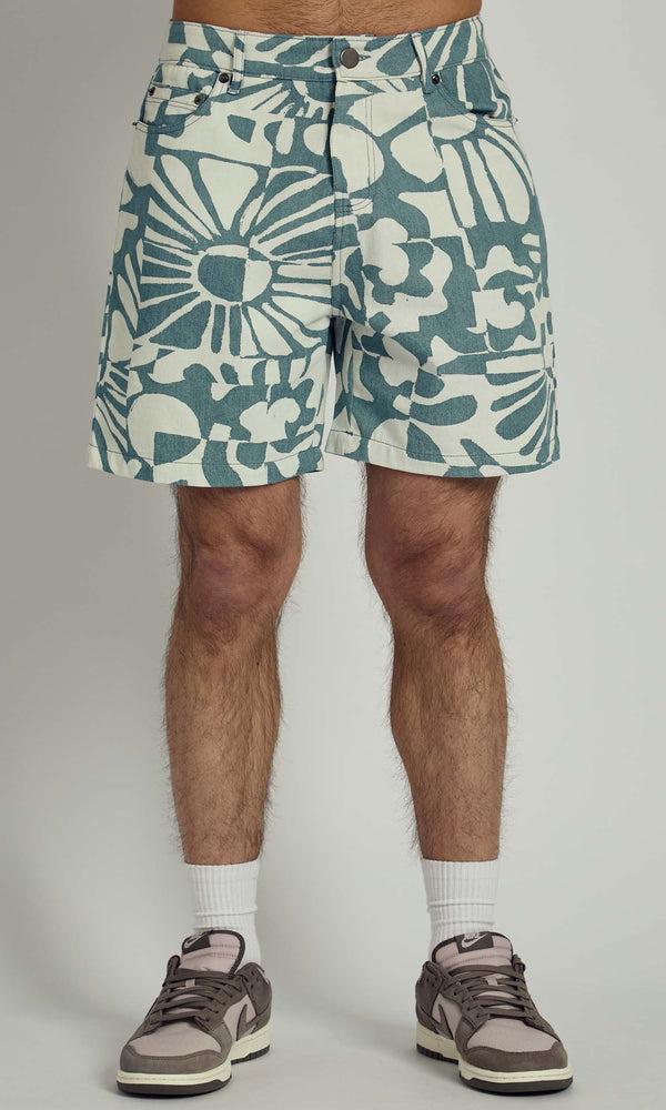 native youth COLLAGECLIPSE LASER PRINTED DENIM SHORT