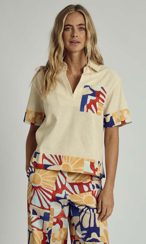 native youth COLLAGECLIPSE PATCH POCKET PRINTED SHIRT CO-ORD IN MULTI