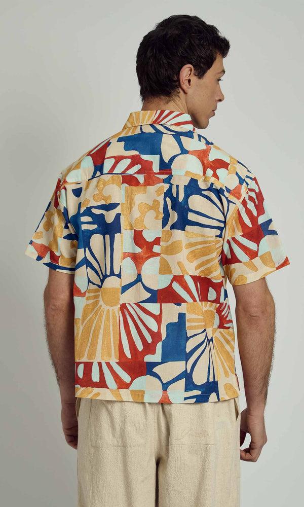 Native Youth COLLAGECLIPSE PRINTED LINEN MIX BOXY FIT SHIRT