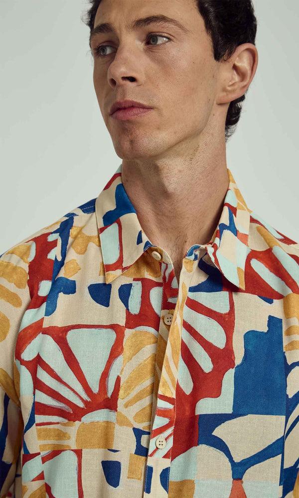 Native Youth COLLAGECLIPSE PRINTED LINEN MIX BOXY FIT SHIRT