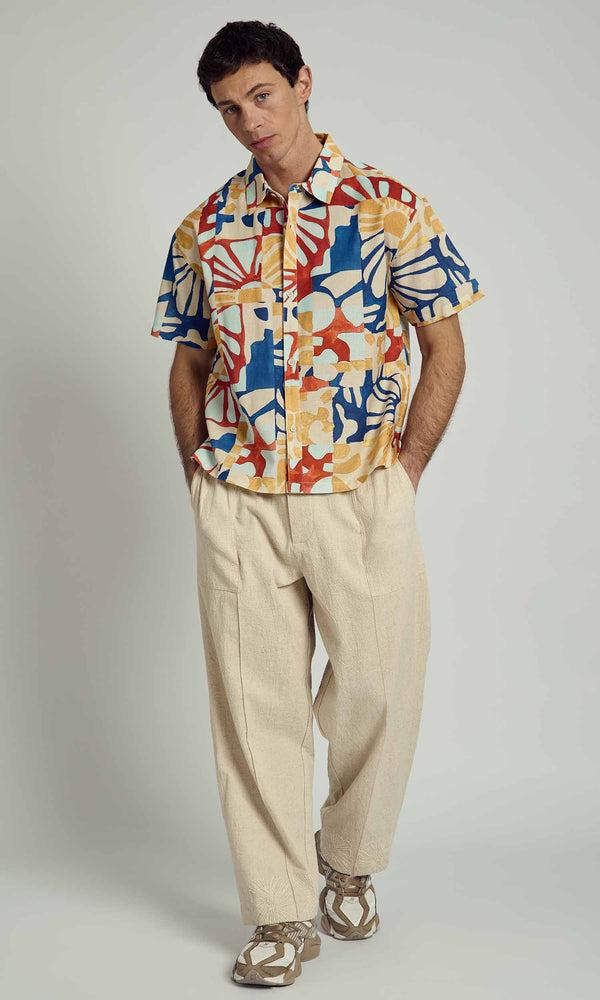 Native Youth COLLAGECLIPSE PRINTED LINEN MIX BOXY FIT SHIRT