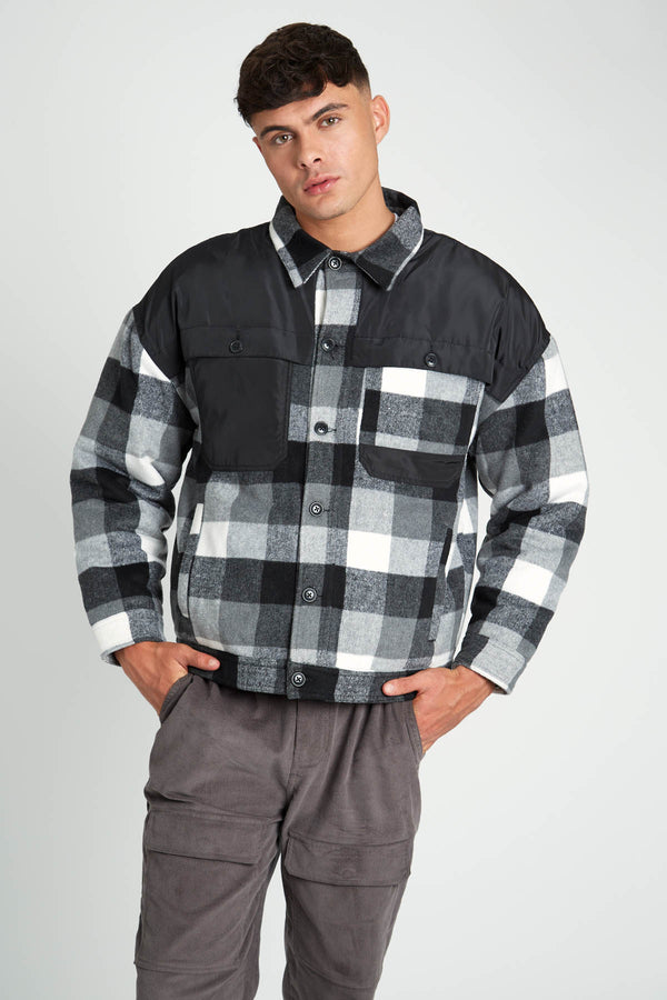 Native Youth CRAWFORD OVERSIZED FIT CHECK JACKET WITH NYLON PANEL