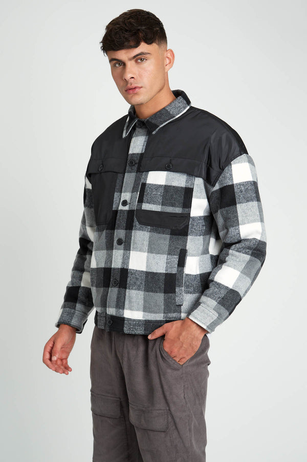 native youth CRAWFORD OVERSIZED FIT CHECK JACKET WITH NYLON PANEL