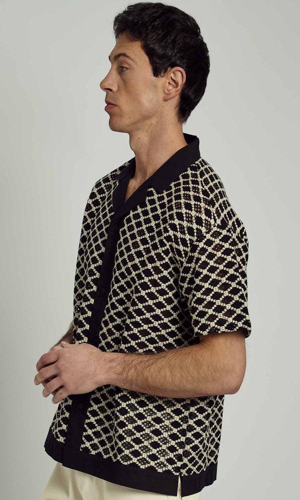 Native Youth CREE CROCHET BOXY SHIRT WITH SOLID BLACK TRIM