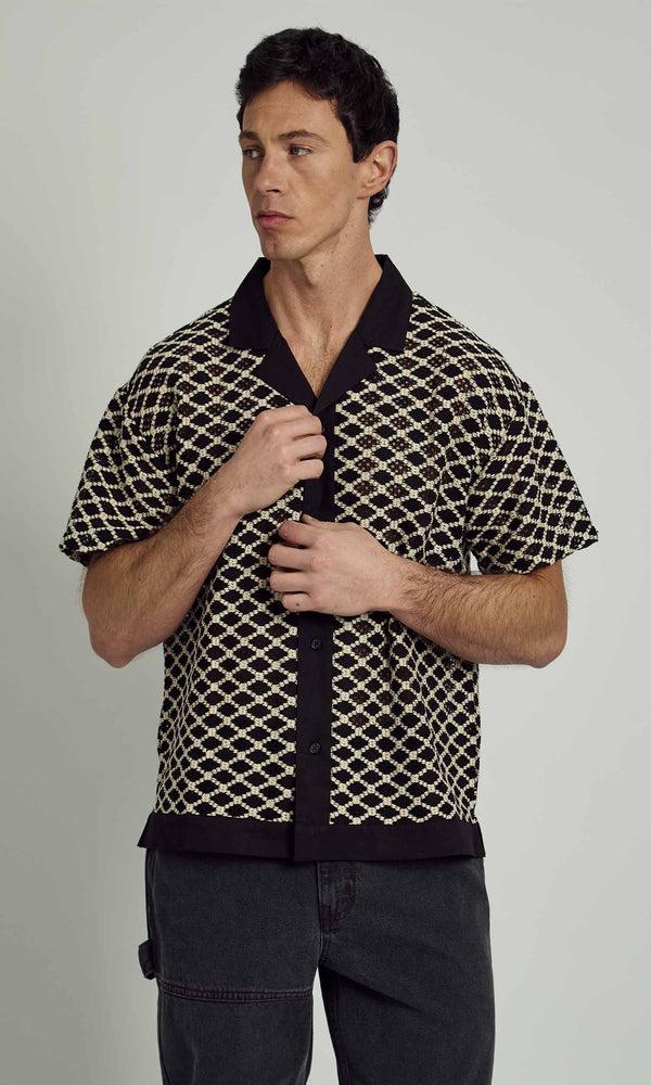 native youth CREE CROCHET BOXY SHIRT WITH SOLID BLACK TRIM