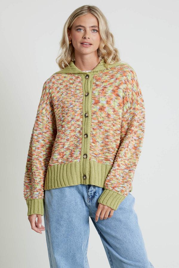 native youth CYPHER OVERSIZED CARDIGAN IN SPACE DYE KNIT