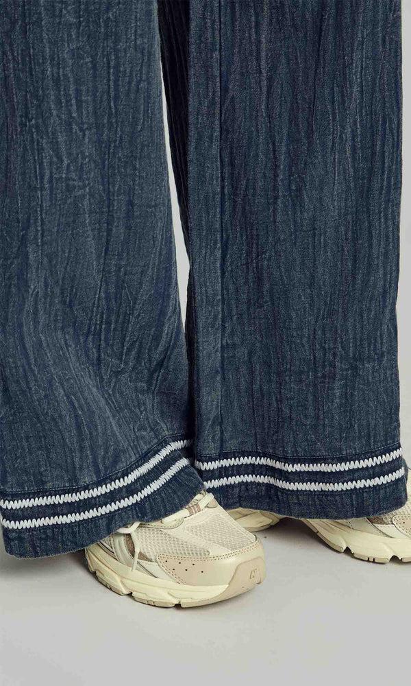 Native Youth DENVER CONTRAST STITCH WIDE LEG TROUSER