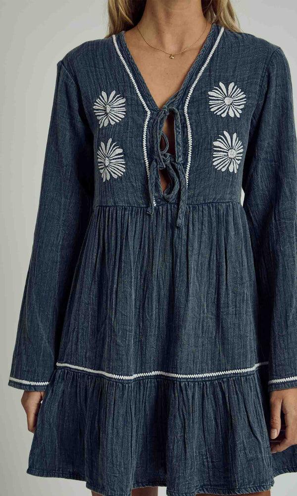 Native Youth DENVER FLORAL EMBROIDERED GAUZE MINI DRESS