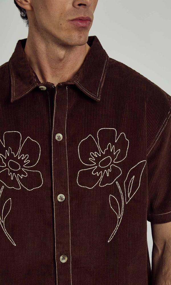 Native Youth DEXTER CORDUROY BOXY SHIRT WITH FLORALS