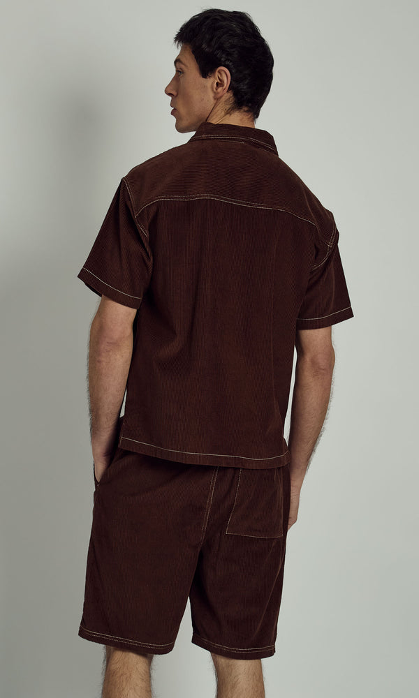 Native Youth DEXTER CORDUROY BOXY SHIRT WITH FLORALS