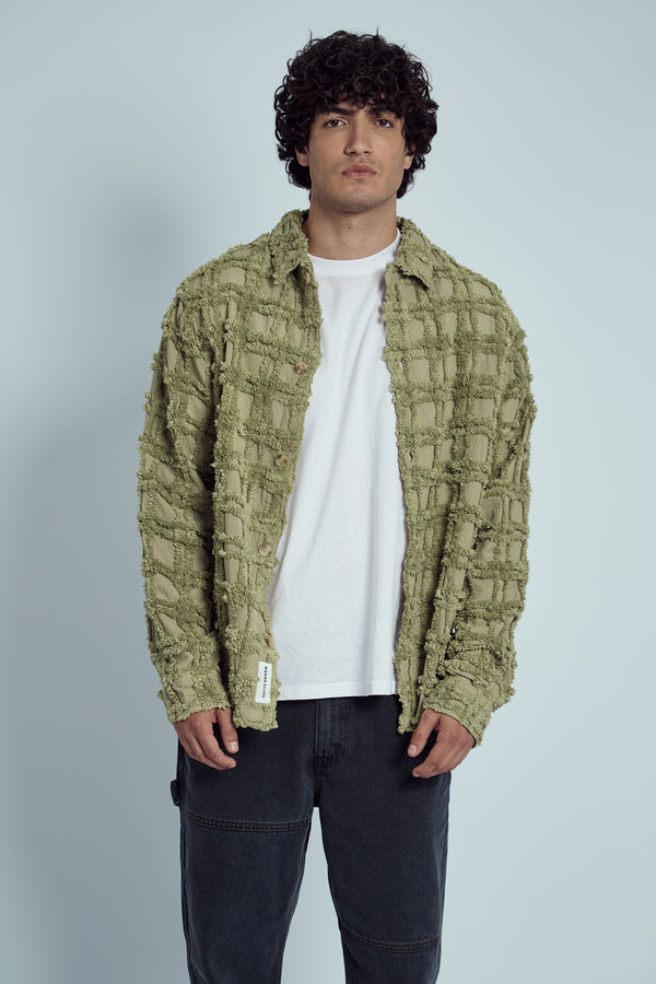 native youth DURST FRINGE TEXTURED JACQUARD OVERSHIRT