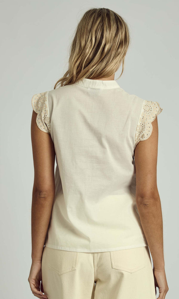 Native Youth ELLIANA CUTWORK TIE WAISTCOAT WITH CONTRAST EMB DETAIL