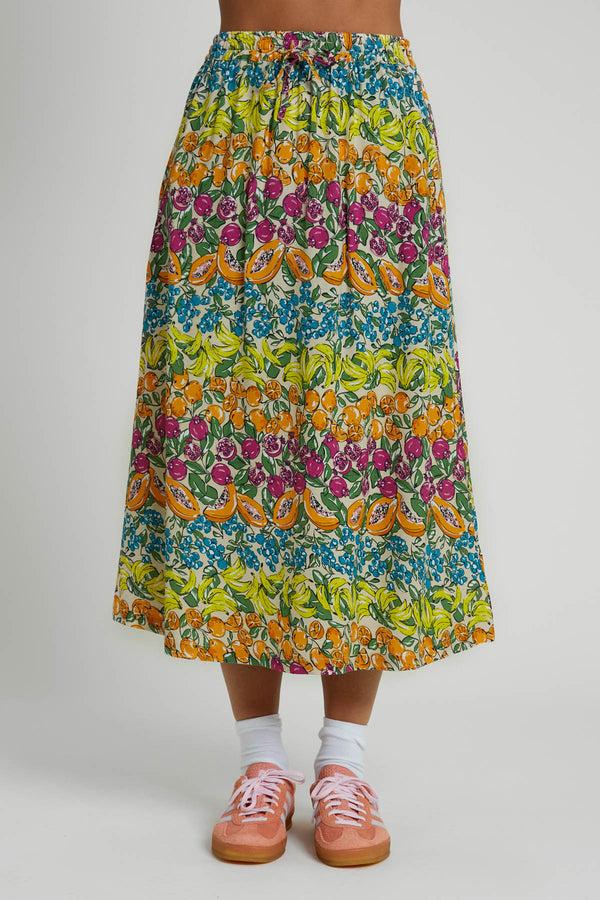 Native Youth ETAERIO FRUIT PRINTED ECOVERO VISCOSE MIDI SKIRT