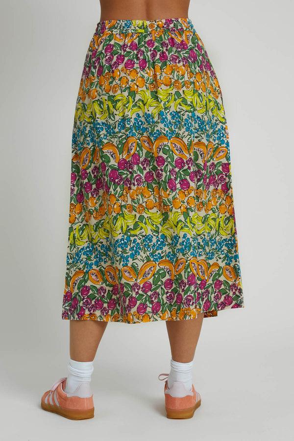 Native Youth ETAERIO FRUIT PRINTED ECOVERO VISCOSE MIDI SKIRT