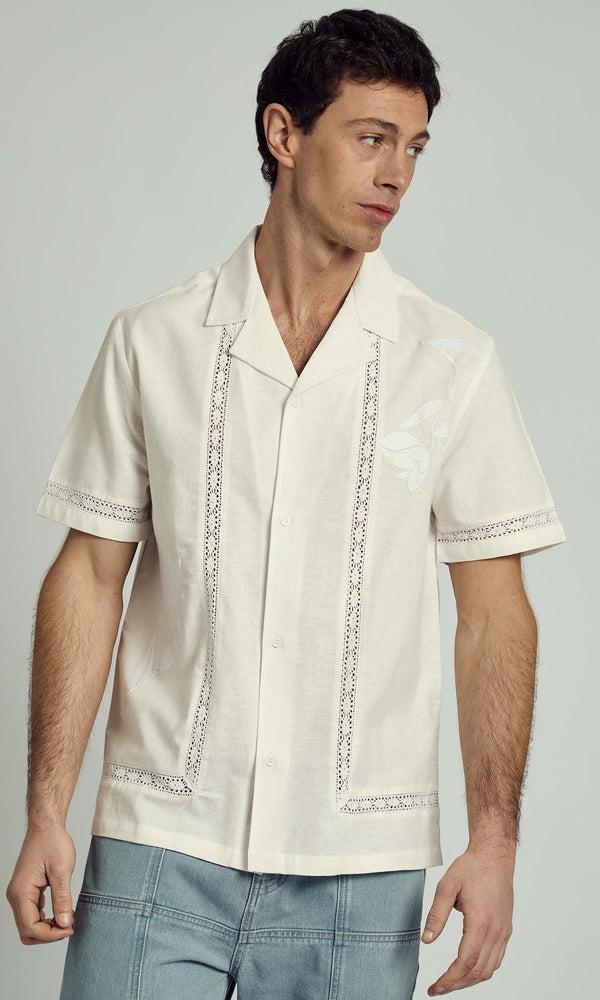 native youth FELIX REVERE SHIRT WITH LACE TRIM AND EMBROIDERY DETAILING