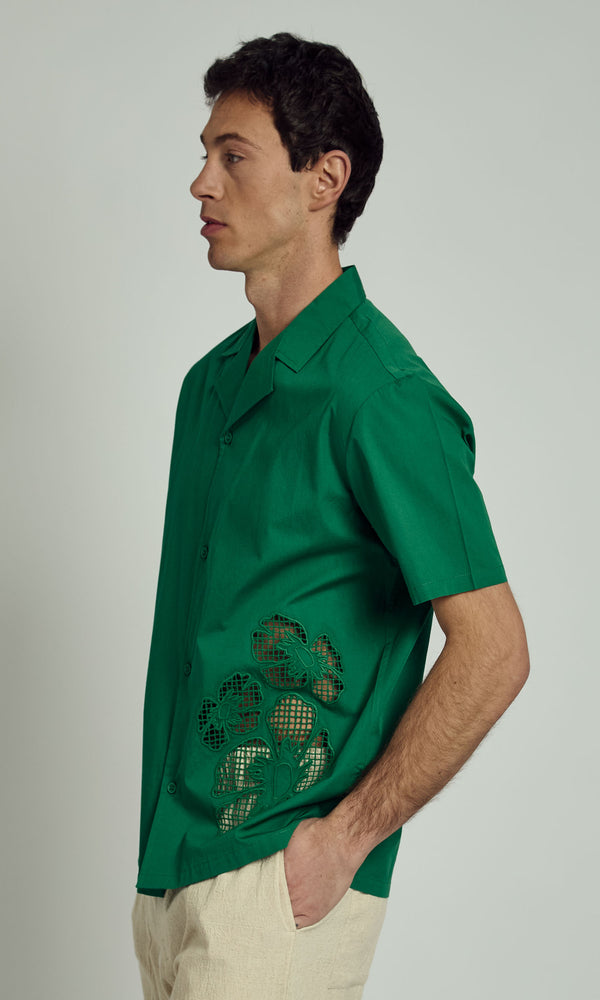 Native Youth FERGIE REVERE SHIRT WITH FLORAL CUT OUT DETAIL