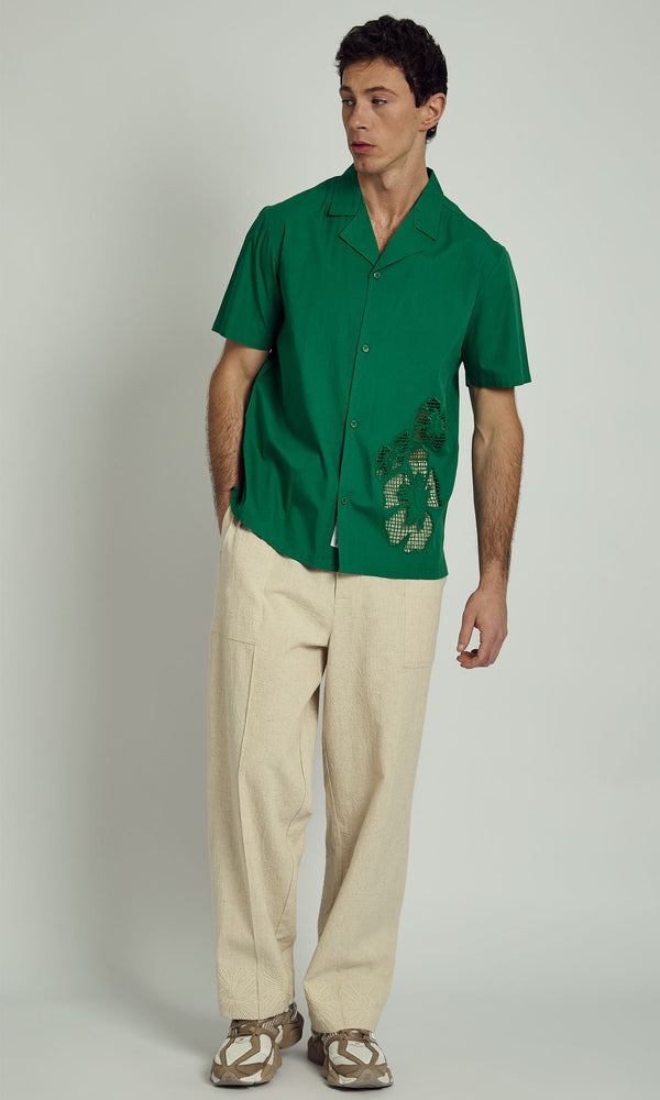 Native Youth FERGIE REVERE SHIRT WITH FLORAL CUT OUT DETAIL