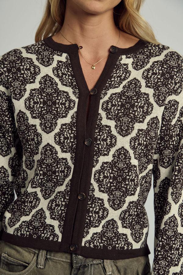 Native Youth GENEVIEVE ALL OVER JACQUARD KNITTED CARDIGAN