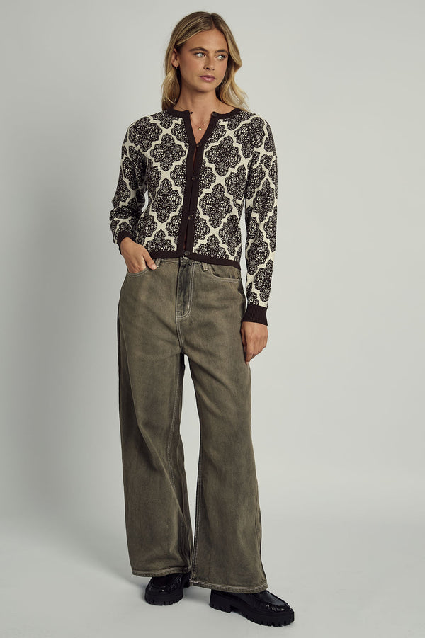 Native Youth GENEVIEVE ALL OVER JACQUARD KNITTED CARDIGAN