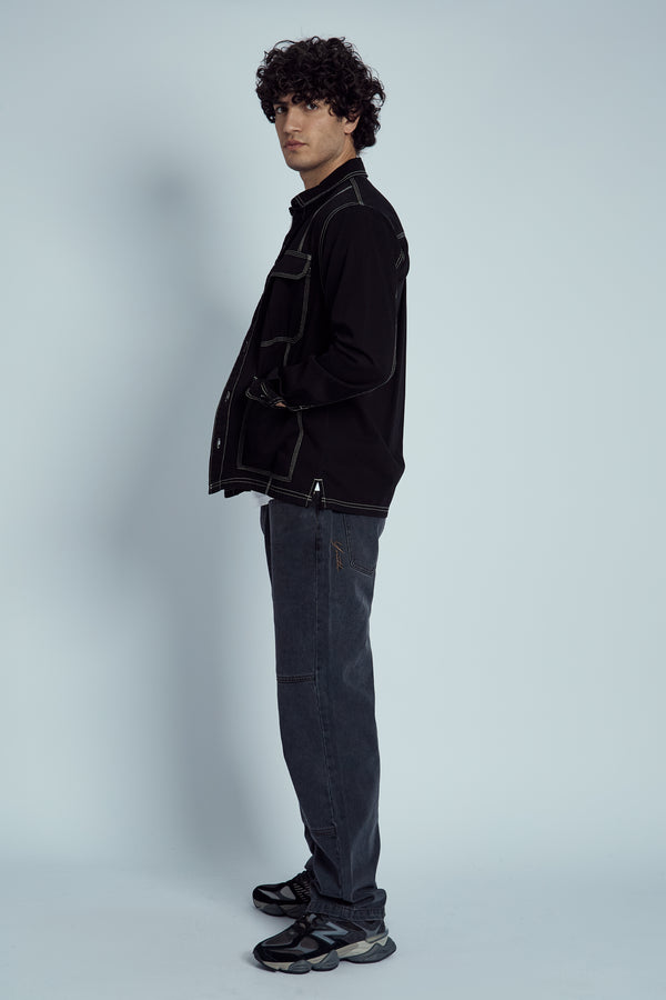 Native Youth GLOVER COTTON OVERSHIRT WITH CONTRAST STITCH