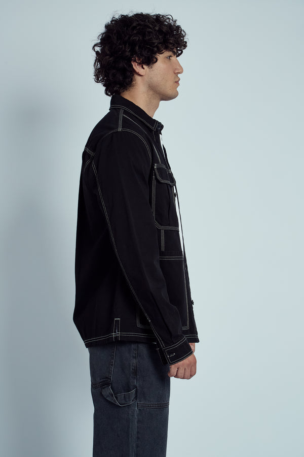 Native Youth GLOVER COTTON OVERSHIRT WITH CONTRAST STITCH