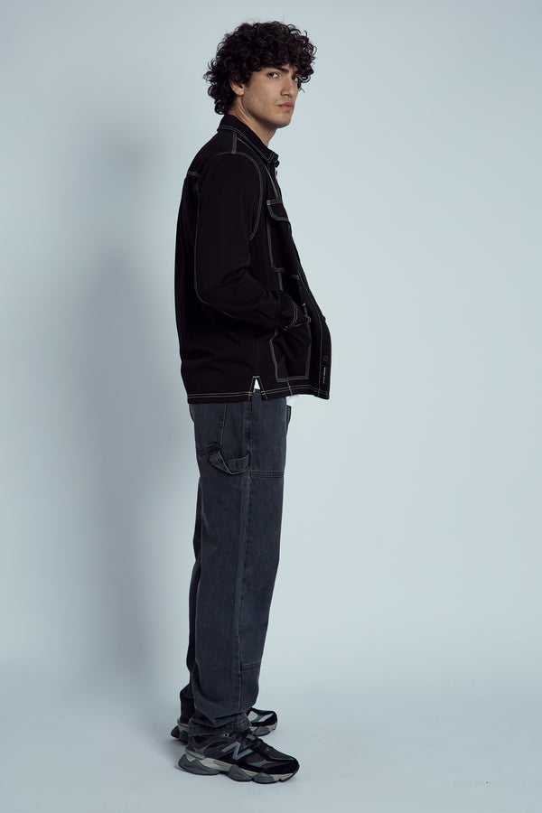 Native Youth GLOVER COTTON OVERSHIRT WITH CONTRAST STITCH