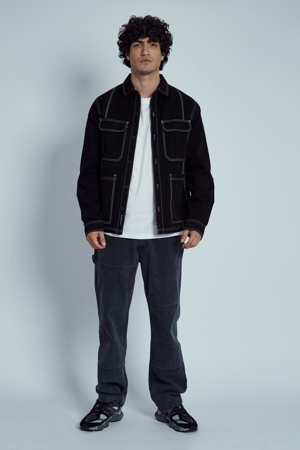 native youth GLOVER COTTON OVERSHIRT WITH CONTRAST STITCH