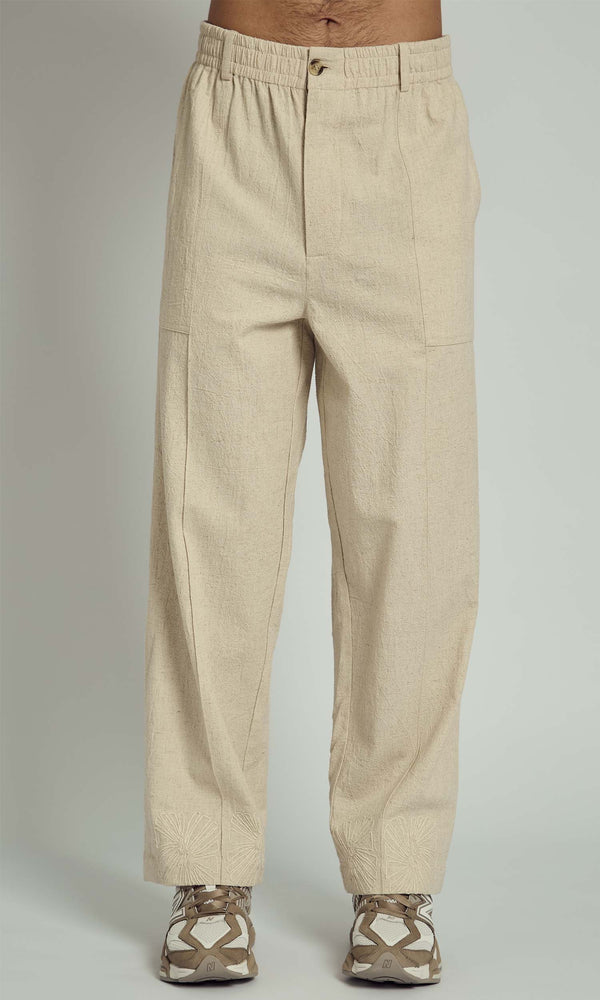 Native Youth GRADY RELAXED LINEN TROUSER WITH CORNELLI EMBROIDERY