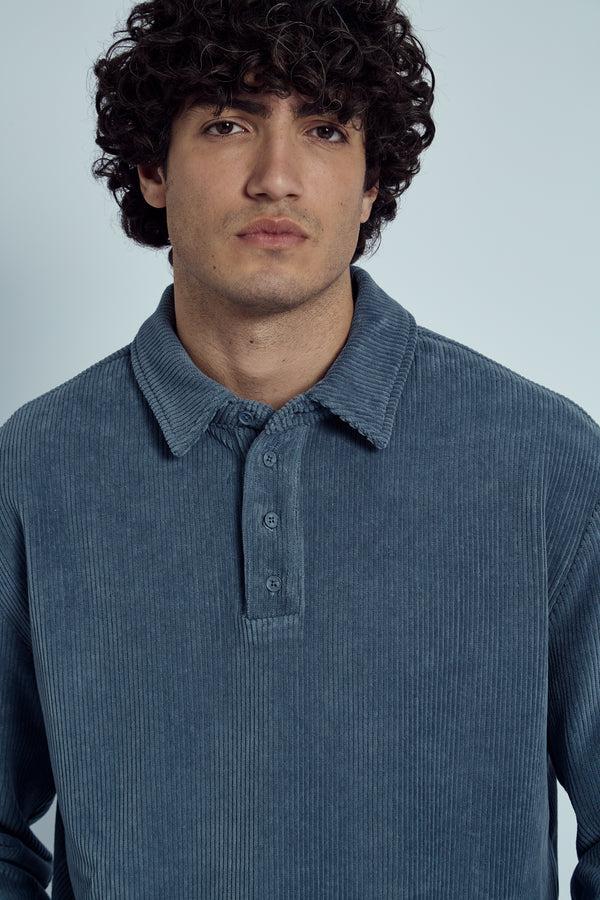 Native Youth HAYTER CORDUROY SWEATSHIRT WITH POLO COLLAR