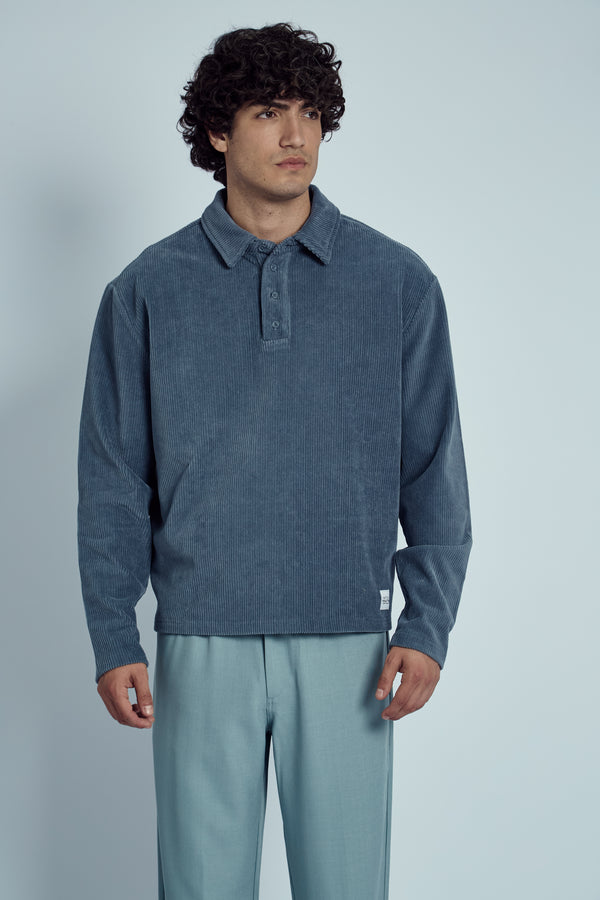 native youth HAYTER CORDUROY SWEATSHIRT WITH POLO COLLAR