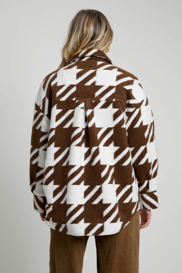 Native Youth JERROD JACQUARD HOUNDSTOOTH SHACKET - CREAM