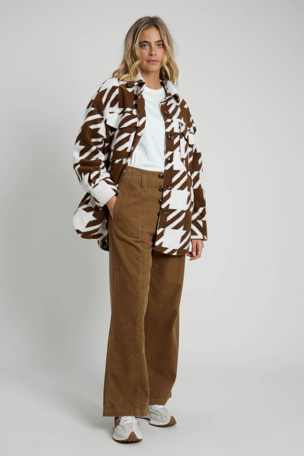 native youth JERROD JACQUARD HOUNDSTOOTH SHACKET - CREAM