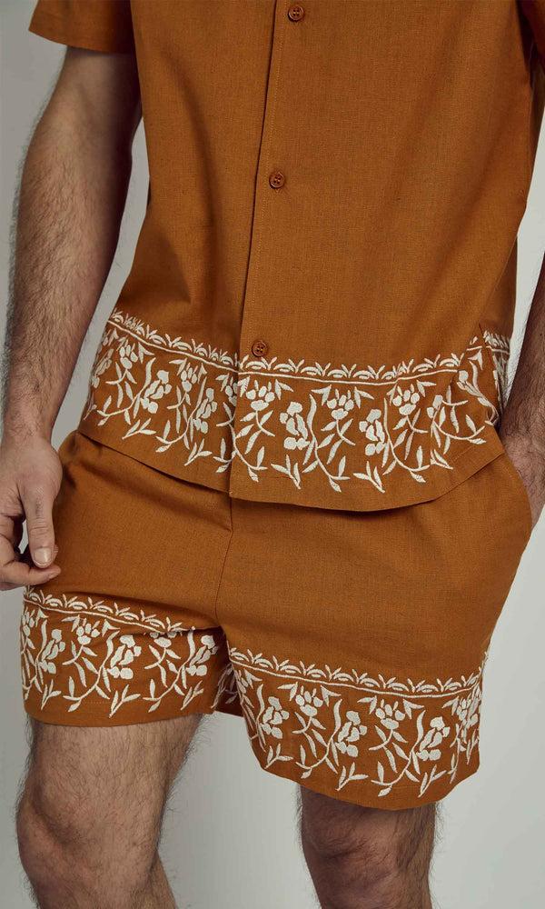 Native Youth KINGSLEY REGULAR SHORT WITH EMBROIDERY TRIM DETAIL