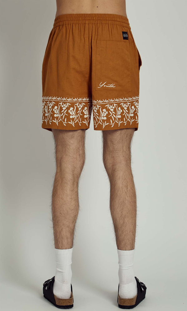 Native Youth KINGSLEY REGULAR SHORT WITH EMBROIDERY TRIM DETAIL
