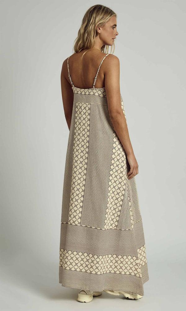 Native Youth KINSLEY EMBROIDERED CAMI MIDAXI DRESS IN BEIGE