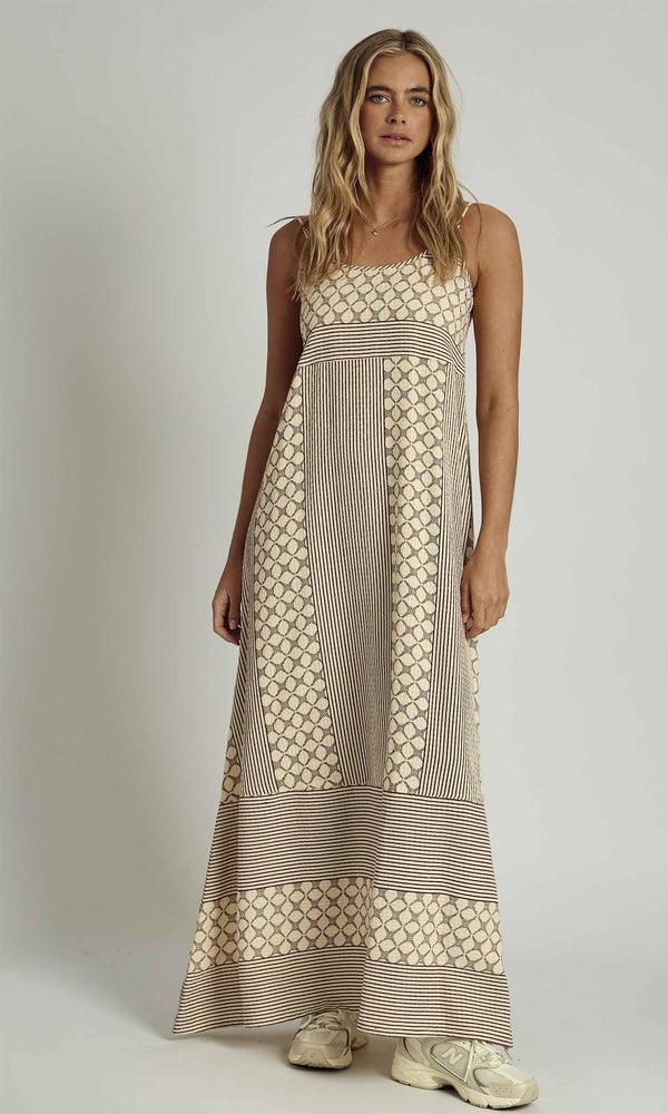 native youth KINSLEY EMBROIDERED CAMI MIDAXI DRESS IN BEIGE