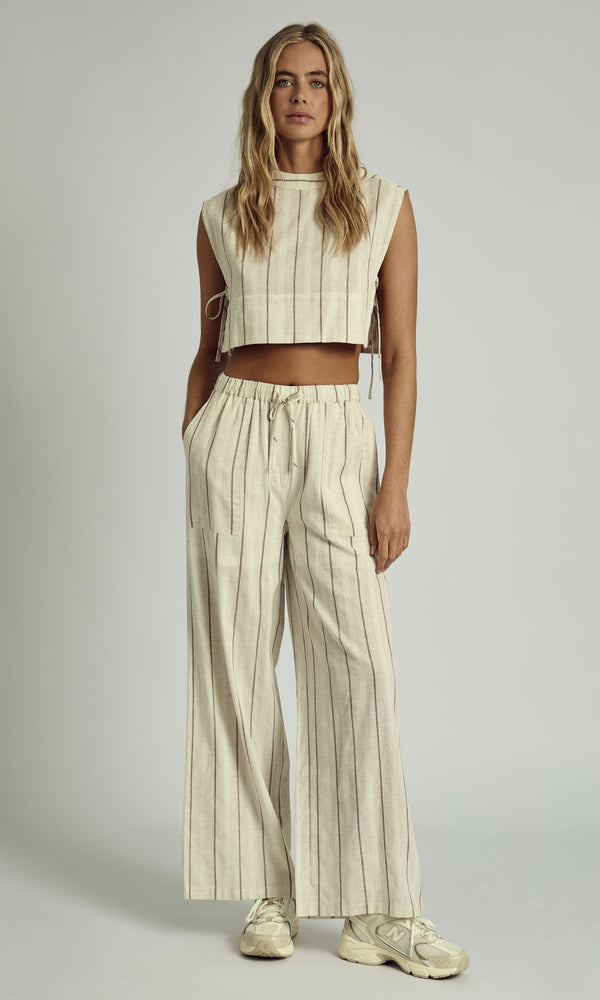 Native Youth KORI STRIPED HIGH NECK CO-ORD TOP IN MULTI