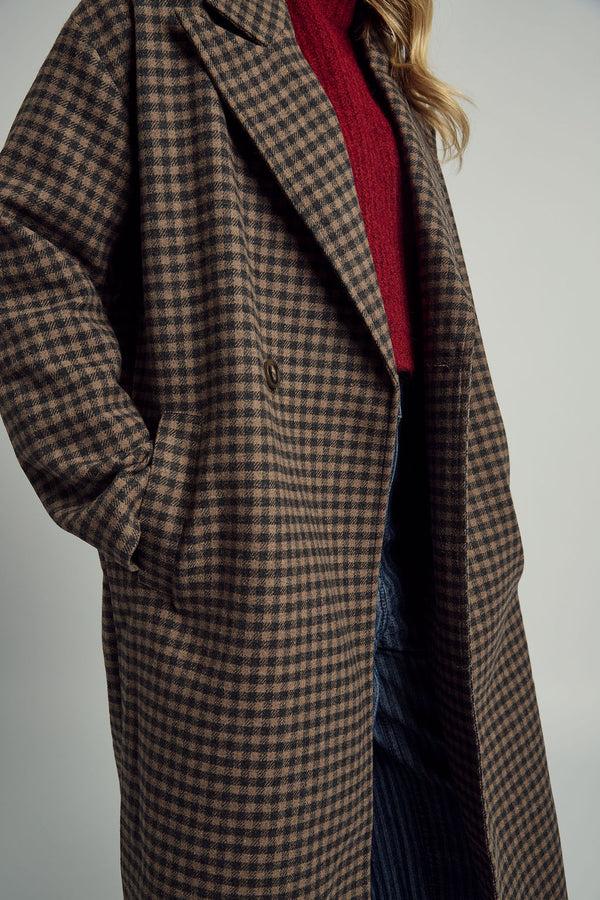 Native Youth MAISIE OVERSIZED LONGLINE WOOL OVERCOAT IN BROWN