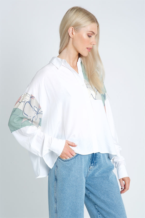 Native Youth ABSTRACT LINEAR PRINT BLOUSE