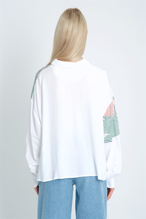 Native Youth ABSTRACT LINEAR PRINT BLOUSE