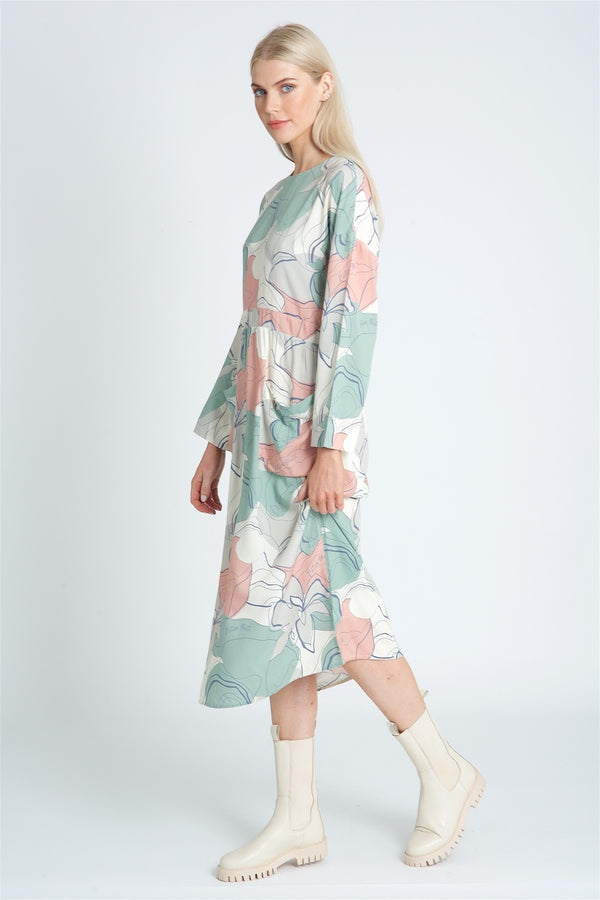 Native Youth ABSTRACT LINEAR PRINT DRESS
