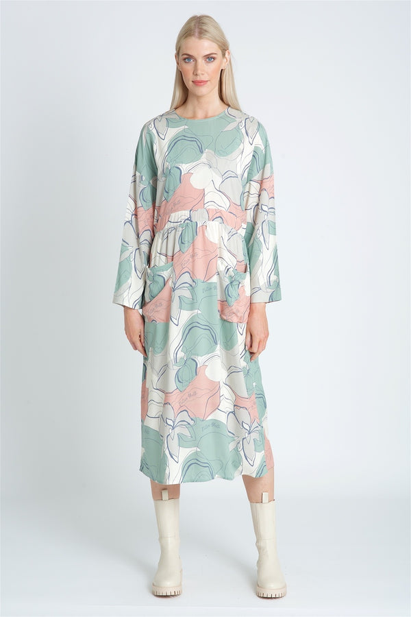 native youth ABSTRACT LINEAR PRINT DRESS