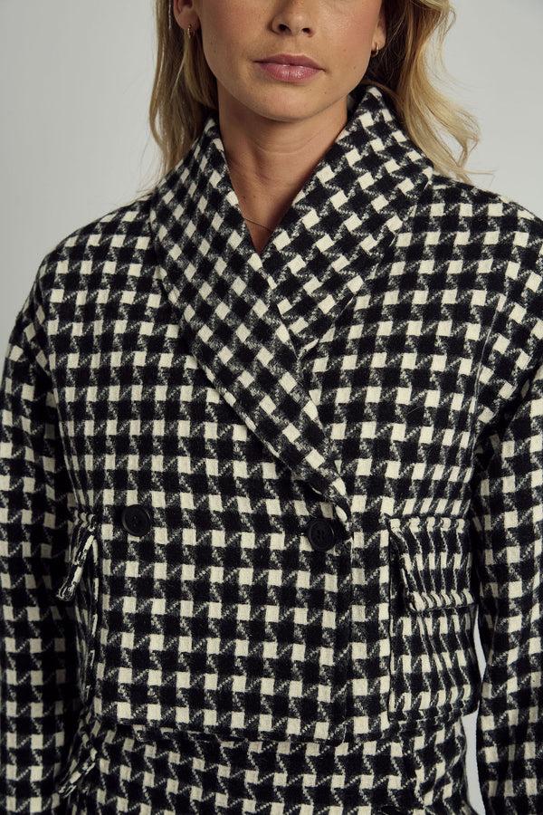 Native Youth ADA JACQUARD CHECK CROPPED JACKET