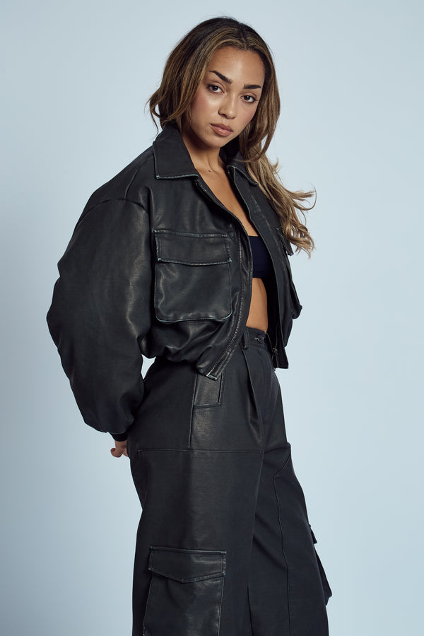 Native Youth ALMOS VEGAN LEATHER PUFFED BOMBER