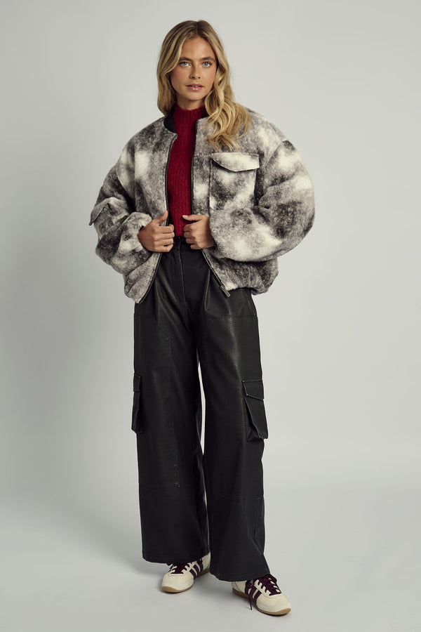 Native Youth ALMOS VEGAN LEATHER WIDE LEG TROUSER