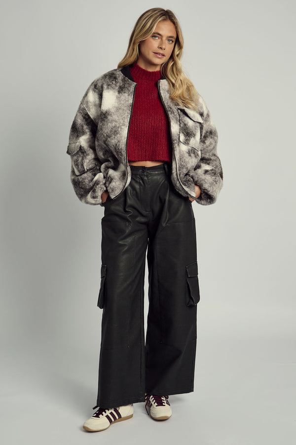 native youth ALMOS VEGAN LEATHER WIDE LEG TROUSER