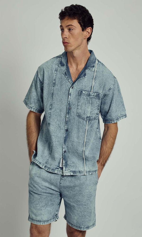 native youth ARBOR DENIM BOXY FIT REVERE SHIRT