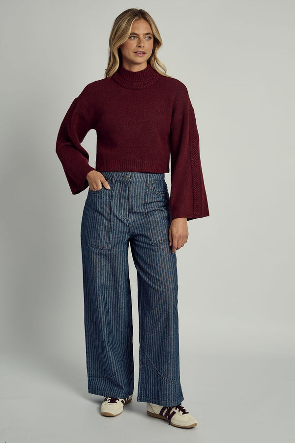 Native Youth AVA CABLE KNITTED BELL SLEEVE JUMPER