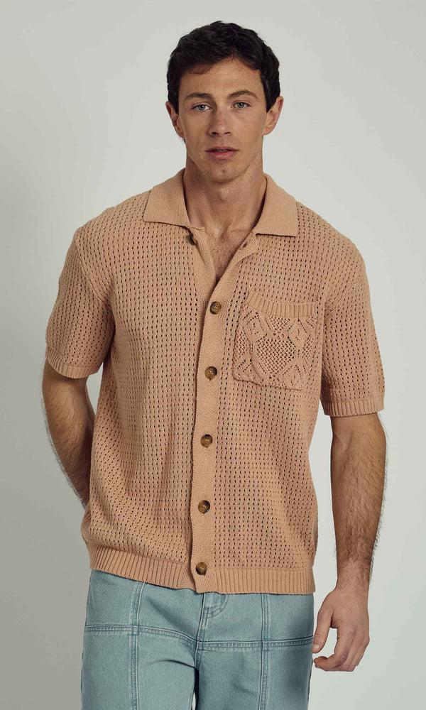 native youth BLAKELY KNITTED BUTTON THROUGH POLO